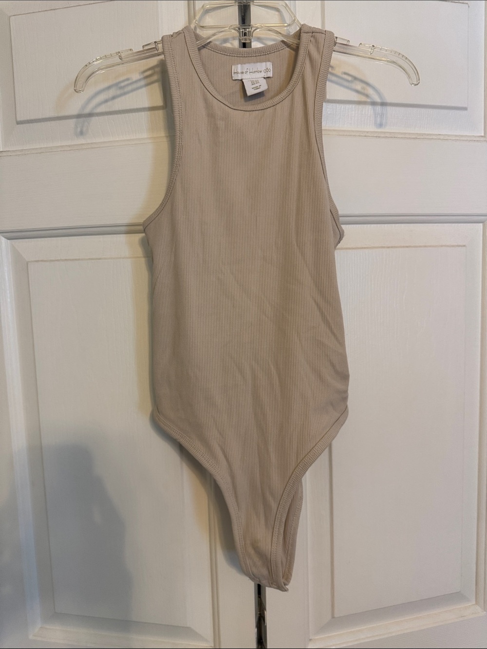 House of Harlow 1960 Beige Ribbed Tank One-Piece Bodysuit